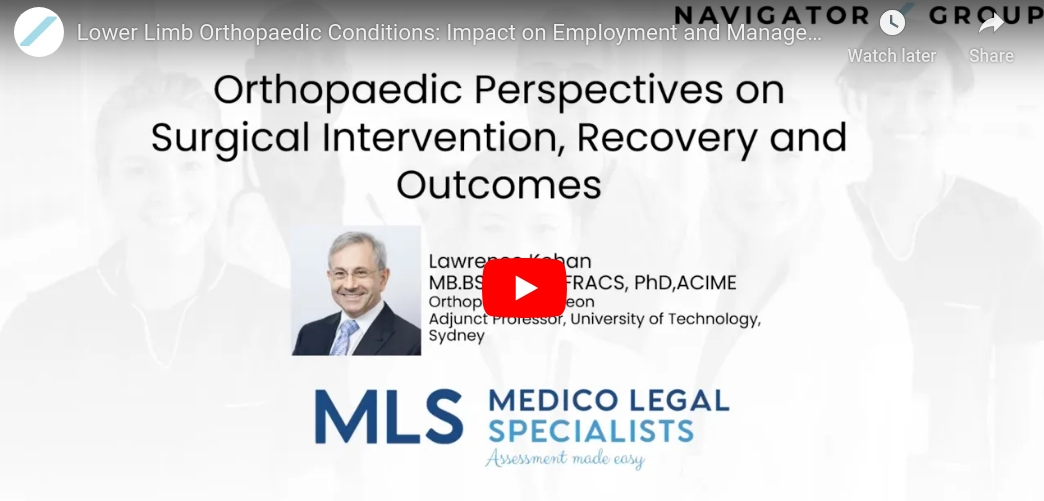 Lower Limb Orthopaedic Conditions: Impact on Employment and Management Strategies | Recording